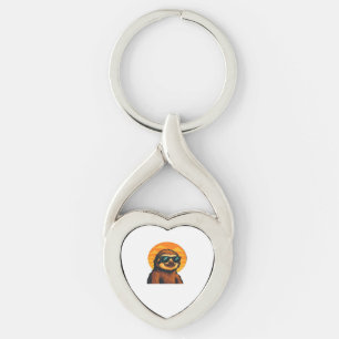 Chill Sloth with Sunglasses - Retro Sunset Vibes C Keychain
