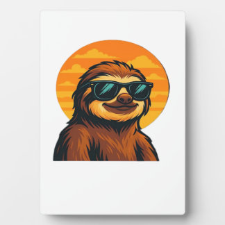 Chill Sloth with Sunglasses - Retro Sunset Vibes C Plaque