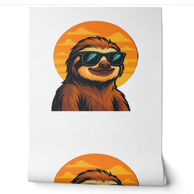 Chill Sloth with Sunglasses - Retro Sunset Vibes C Wallpaper (Unrolling)