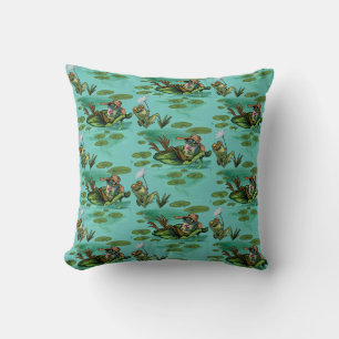 Chill Summer Frogs Throw Pillow