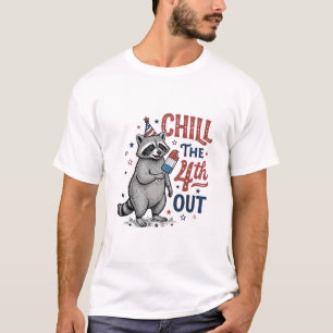 Chill The 4th Out Raccoon Patriotic Shirt Design (
