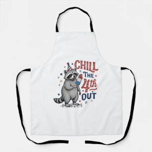 Chill The 4th Out Raccoon Patriotic Shirt Design ( Apron