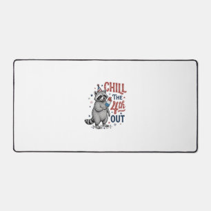 Chill The 4th Out Raccoon Patriotic Shirt Design ( Desk Mat