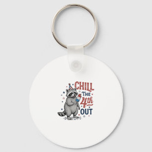 Chill The 4th Out Raccoon Patriotic Shirt Design ( Keychain