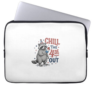 Chill The 4th Out Raccoon Patriotic Shirt Design ( Laptop Sleeve