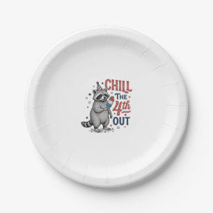 Chill The 4th Out Raccoon Patriotic Shirt Design ( Paper Plate