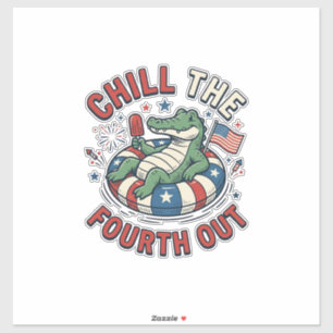 Chill The Fourth Out Alligator Patriotic Shirt Des