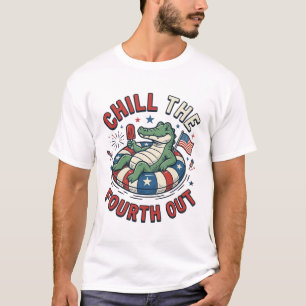 Chill The Fourth Out Alligator Patriotic Shirt Des