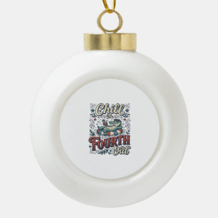 Chill The Fourth Out Alligator Patriotic Shirt Des Ceramic Ball Christmas Ornament
