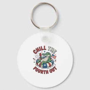 Chill The Fourth Out Alligator Patriotic Shirt Des Keychain