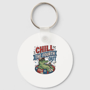 Chill The Fourth Out Funny Alligator Summer Shirt Keychain