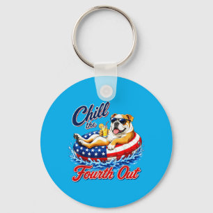 Chill The Fourth Out Funny French Bulldog Dog Keychain