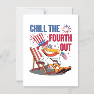 Chill The Fourth Out Funny Patriotic Pelican Magnetic Invitation