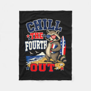 Chill the fourth out funny raccoon beach vacation fleece blanket