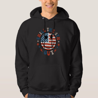 Chill The Fourth Out Funny Retro American Flag Hoodie