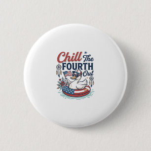 Chill The Fourth Out Patriotic Duck Vector Shirt_1 2 Inch Round Button