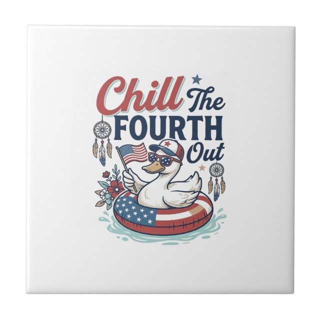 Chill The Fourth Out Patriotic Duck Vector Shirt_1 Tile (Front)
