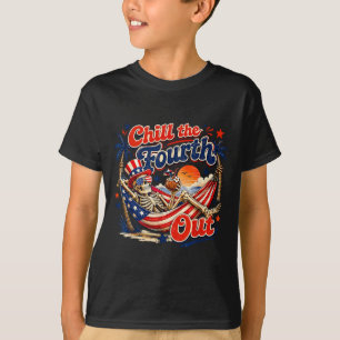 Chill The Fourth Out Patriotic Skeleton Beach T-Shirt