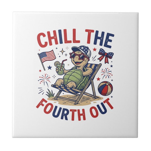 Chill The Fourth Out Turtle Summer Holiday Shirt_1 Tile (Front)