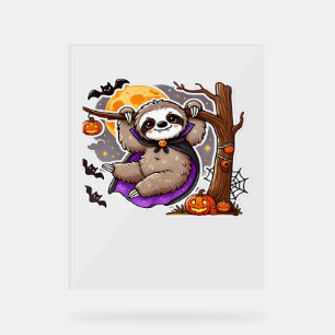 Chill Thrills Halloween Sloth Oversized T-Shirt Acrylic Sign