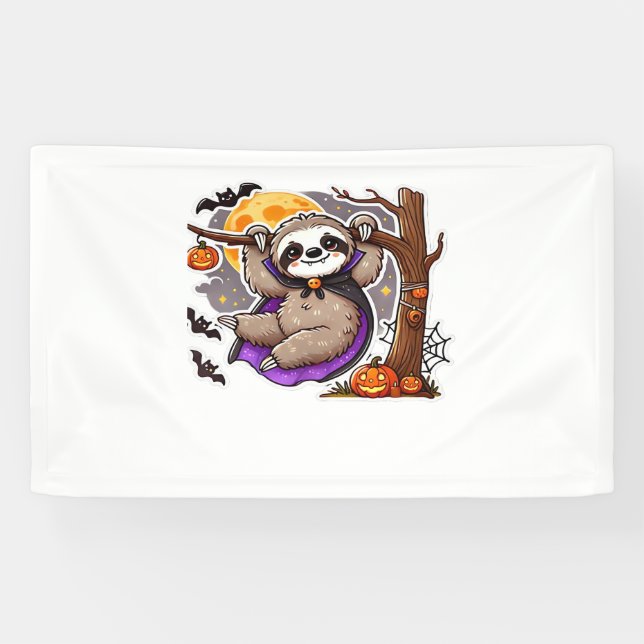 Chill Thrills Halloween Sloth Oversized T-Shirt Banner (Horizontal)