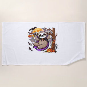 Chill Thrills Halloween Sloth Oversized T-Shirt Beach Towel