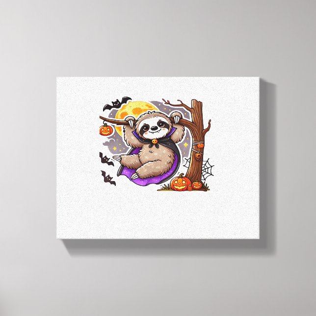 Chill Thrills Halloween Sloth Oversized T-Shirt Canvas Print (Front)