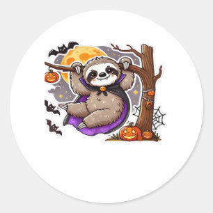 Chill Thrills Halloween Sloth Oversized T-Shirt Classic Round Sticker