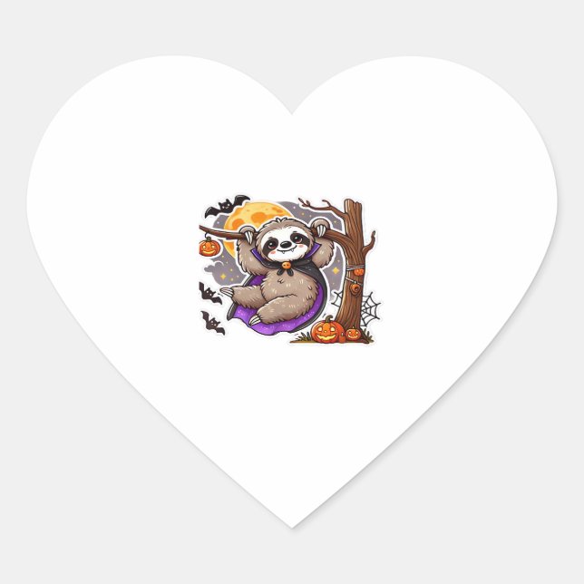 Chill Thrills Halloween Sloth Oversized T-Shirt Heart Sticker (Front)