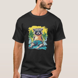 Chill Time with this Funny Raccoon in Swim Trunks T-Shirt