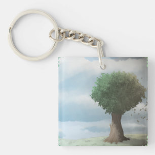 Chill Tree Falling Leaves Cleansing Gale Keychain