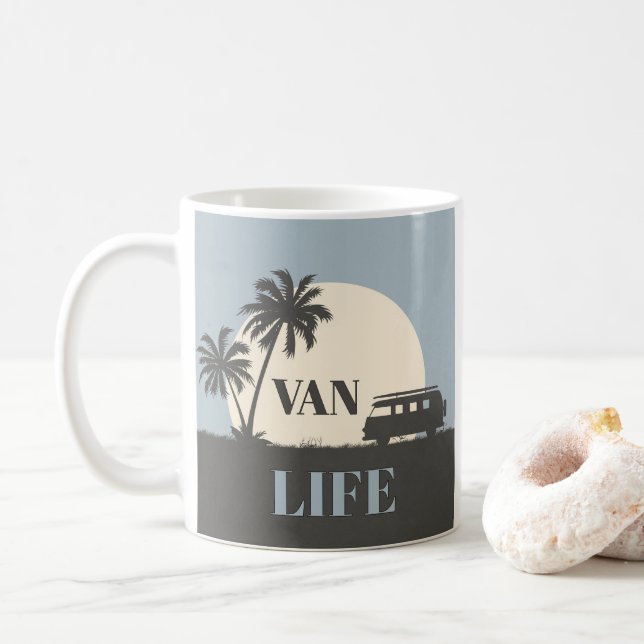 CHILL! 🌴 Van & Sunset Vibes Mug (With Donut)