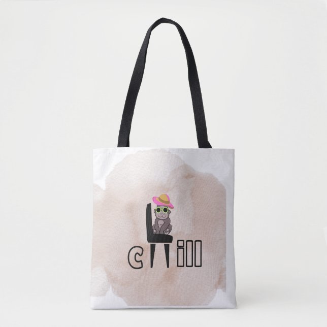 Chill Vibes Monkey | Funny Relaxing Cartoon Design Tote Bag (Front)
