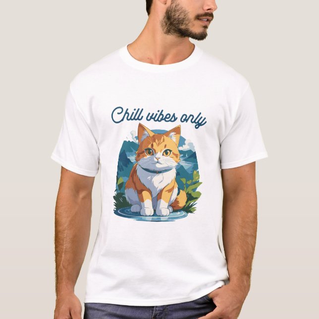 Chill Vibes Only Cute Relaxed Dog Art T-Shirt (Front)