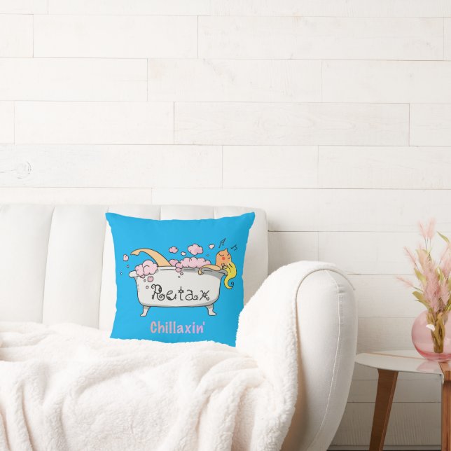 Chill Vibes Only – Relax Bathtub Throw Pillow (Couch)
