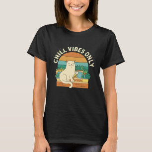 Chill Vibes Only Retro Cat Gardening Plant T-Shirt