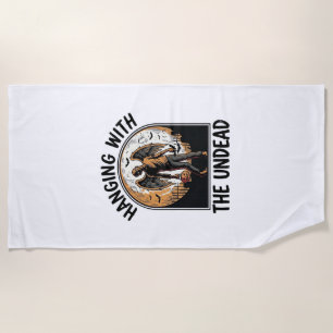 Chill Zombie Shirt Vintage Halloween Graphic_1 Beach Towel