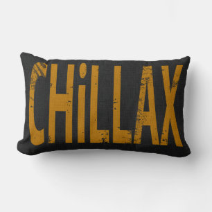 Chillax Skateboard Word Art Black  Yellow Lumbar Pillow