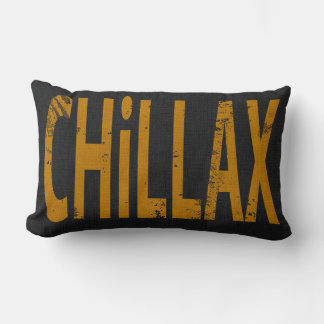 Chillax Skateboard Word Art Black  Yellow Lumbar Pillow