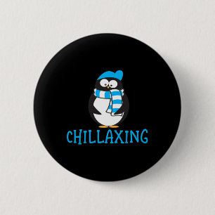 Chillaxing Cute Penguin Christmas Zoo Gift 2 Inch Round Button