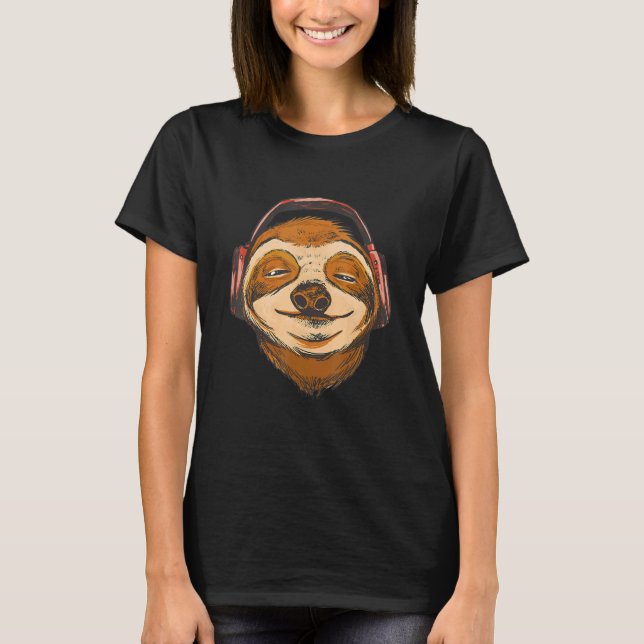 Chilled Sloth music headphones T-Shirt (Front)