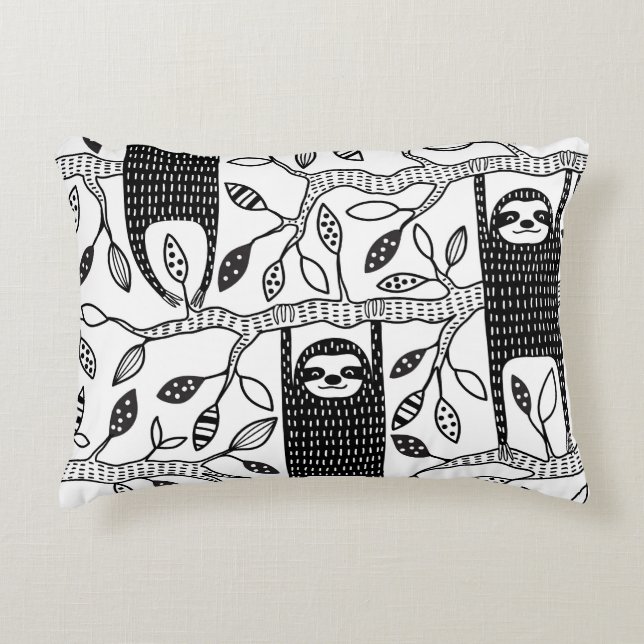 Chilled Sloths: Cute Animal Pattern. Accent Pillow (Front)