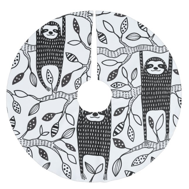 Chilled Sloths: Cute Animal Pattern. Brushed Polyester Tree Skirt (Front)