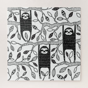 Chilled Sloths: Cute Animal Pattern. Jigsaw Puzzle