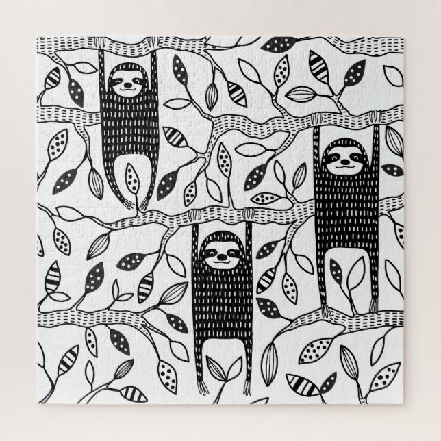 Chilled Sloths: Cute Animal Pattern. Jigsaw Puzzle (Vertical)