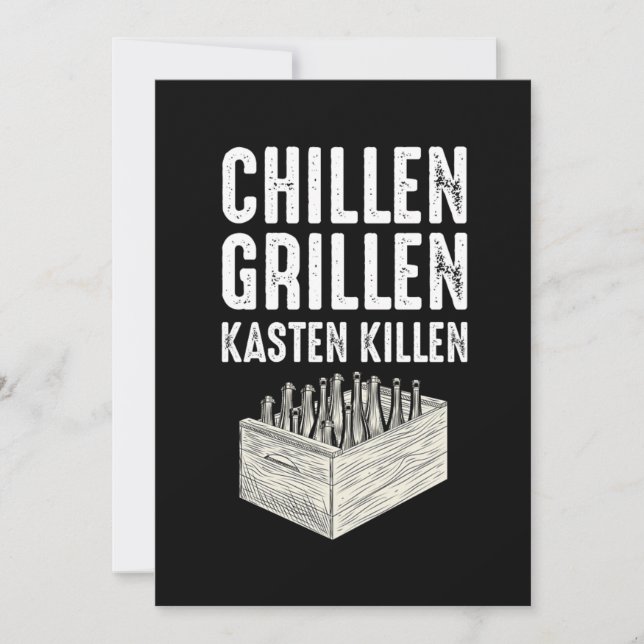 Chillen Grillen Kasten Killen BBQ Barbecue Chef Gr Invitation (Front)