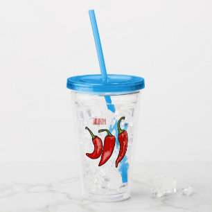 Chilli cartoon illustration  acrylic tumbler