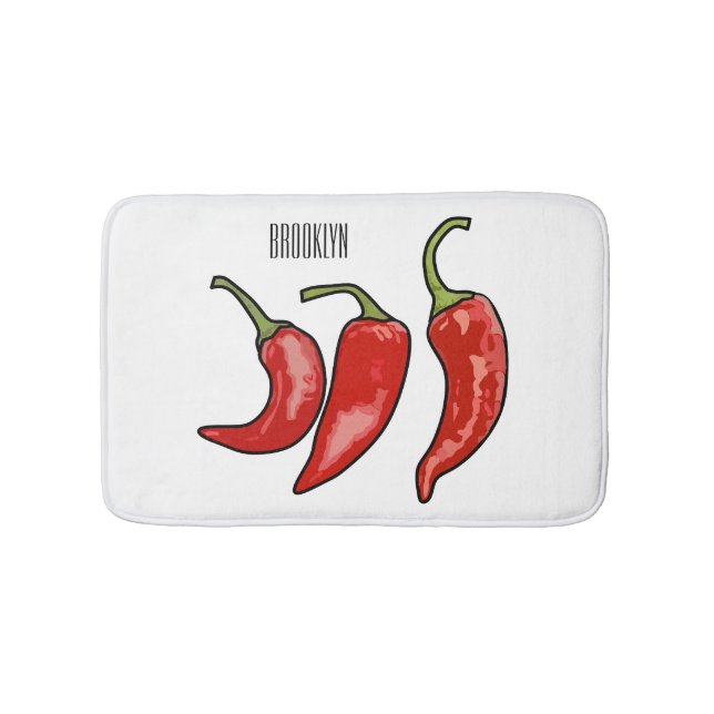 Chilli cartoon illustration  bath mat (Front)
