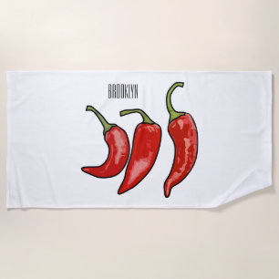 Chilli cartoon illustration beach towel
