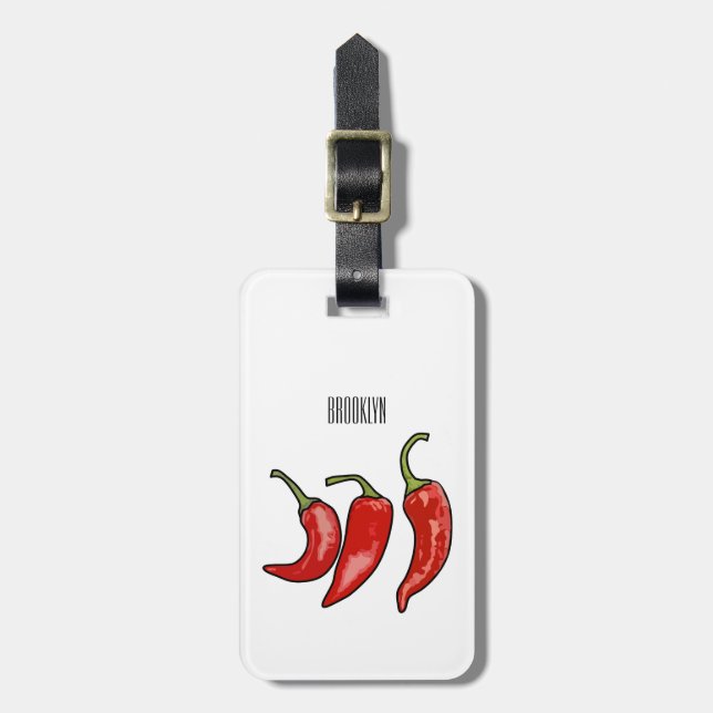 Chilli cartoon illustration luggage tag (Front Vertical)